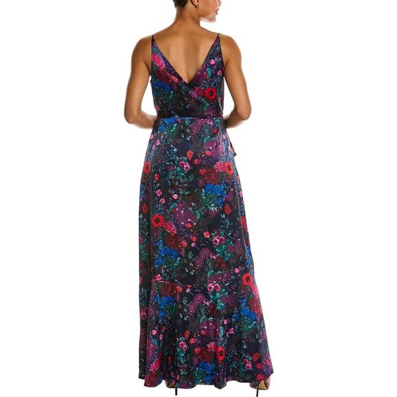 Hutch Hollis Wrap Maxi Dress Surplice Neck Sleeveless Floral Navy Multi Size S - Picture 2 of 10